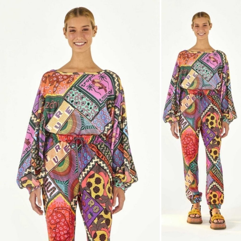 NWT! FARM RIO Dotted Patch Scarf Sweatshirt Size Small - Picture 9 of 12